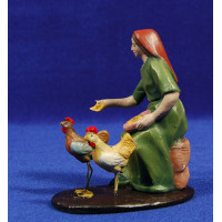Pastora con gallinas 12 cm barro pintado Figuralia