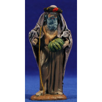 Pastor anciano con calabaza 12 cm ropa y barro Figuralia