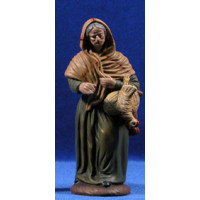 Pastora con gallina 16 cm barro pintado Figuralia