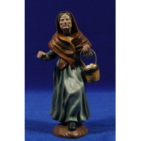 Pastora con cesto huevos 16 cm barro pintado Figuralia