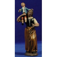 Pastora con niña en hombros 16 cm barro pintado Figuralia