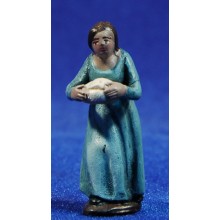 Pastora con pan 5 cm barro pintado Figuralia