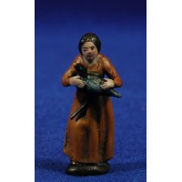 Pastora con pavo 5 cm barro pintado Figuralia