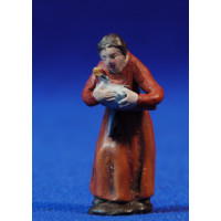 Pastora con gallina 5 cm barro pintado Figuralia