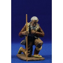 Pastor adorando con bastón 16 cm barro pintado Figuralia