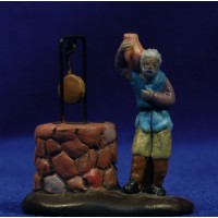 Pastor con pozo 5 cm barro pintado Figuralia