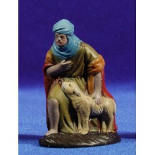 Pastor adorando con cordero 9 cm barro pintado Figuralia