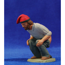 Caganer catalán con barba 12cm barro pintado Delgado