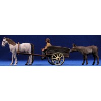 Pastor catalán con carro de caballo 12 cm barro pintado Delgado