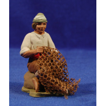 Pescador marinero sentado con red 12 cm barro pintado Delgado Pescador marinero sentado con red 12 cm barro pintado Delgado