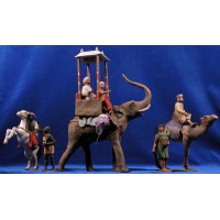 Reyes caballo, camello y elefante 12 cm barro pintado Delgado