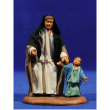 Pastor con niño 10 cm ropa y barro Pastor con niño 10 cm ropa y barro