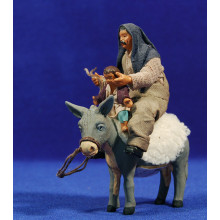 Pastor con niño encima un asno 10 cm ropa y barro Pastor con niño encima un asno 10 cm ropa y barro