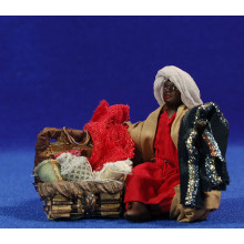Pastor sentado vendiendo ropa 10 cm ropa y barro Pastor sentado vendiendo ropa 10 cm ropa y barro