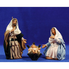 Nacimiento de pie sin buey ni asno 13 cm ropa y barro