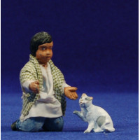 Niño con gato 13 cm ropa y barro