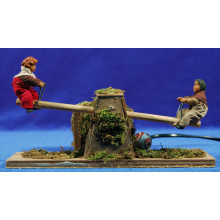 Niños en columpio movimiento 12 cm barro y ropa Niños en columpio movimiento 12 cm barro y ropa