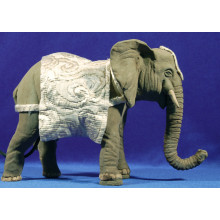 Elefante movimiento 14 cm barro pintado