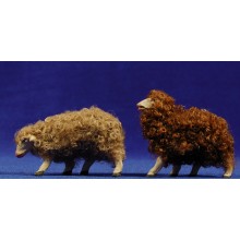 Cordero con lana 12 cm barro pintado