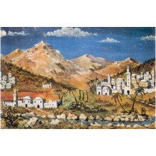 Fondo montañas y pueblo 100x70 cm papel Belenes Puig