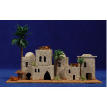 Casas hebreas con palmeras 24x15x9 cm corcho