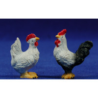 Gallo y gallina 10 cm resina Belenes Puig