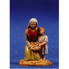 Pastora y niña adorando 3,5 cm plástico Moranduzzo - Landi estilo 700