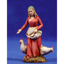 Pastora con gallinas 10 cm plástico Moranduzzo - Landi estilo 700