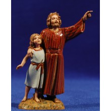 Pastor con niña señalando 10 cm plástico Moranduzzo - Landi estilo ebraico