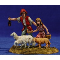 Pastor con niña y corderos 10 cm plástico Moranduzzo - Landi estilo 700