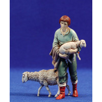 Pastor con corderos 11 cm plástico Moranduzzo - Landi estilo ebraico