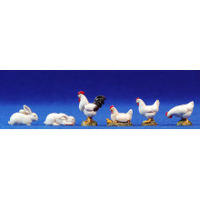 Grupo gallinas, gallo y conejo blancos 10 cm plástico Moranduzzo - Landi Grupo gallinas, gallo y conejo blancos 10 cm plástico Moranduzzo - Landi