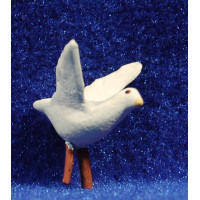 Paloma blanca vuela 9 cm barro pintado AB