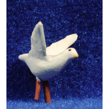 Paloma blanca vuela 9 cm barro pintado AB