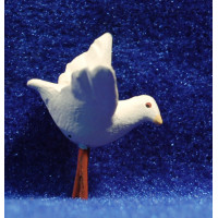 Paloma blanca vuela 12 cm barro pintado AB