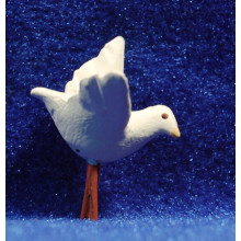 Paloma blanca vuela 12 cm barro pintado AB