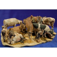 Grupo vacas 10 cm barro pintado De Francesco