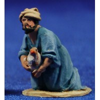 Pastor adorando con gallina 4 cm barro pintado De Francesco