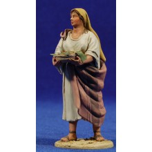 Pastora con bandeja 10 cm barro pintado De Francesco