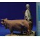 Pastora con cerdos 10 cm barro pintado De Francesco