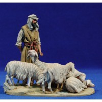 Pastor con 6 corderos 10 cm barro pintado De Francesco