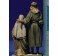 Pareja pastores adorando con bastón 10 cm barro pintado De Francesco
