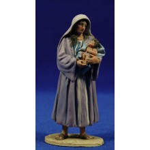 Pastora con niño en brazos 10 cm barro pintado De Francesco
