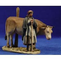 Pastora popular con vaca 10 cm barro pintado De Francesco