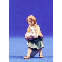Niño con cordero 8 cm madera pintada