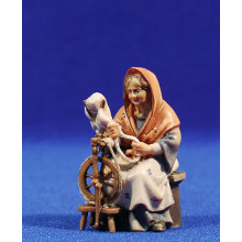 Pastora hilandera 8 cm madera pintada
