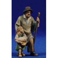 Pastor con niña 8 cm madera pintada