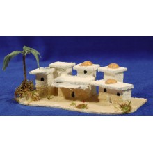 Casas hebreas  con palmera 16x8x5 cm corcho