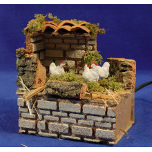 Grupo gallinas movimiento 10 cm corcho y barro Grupo gallinas movimiento 10 cm corcho y barro