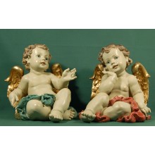 Dos ángeles sentados 33 cm resina